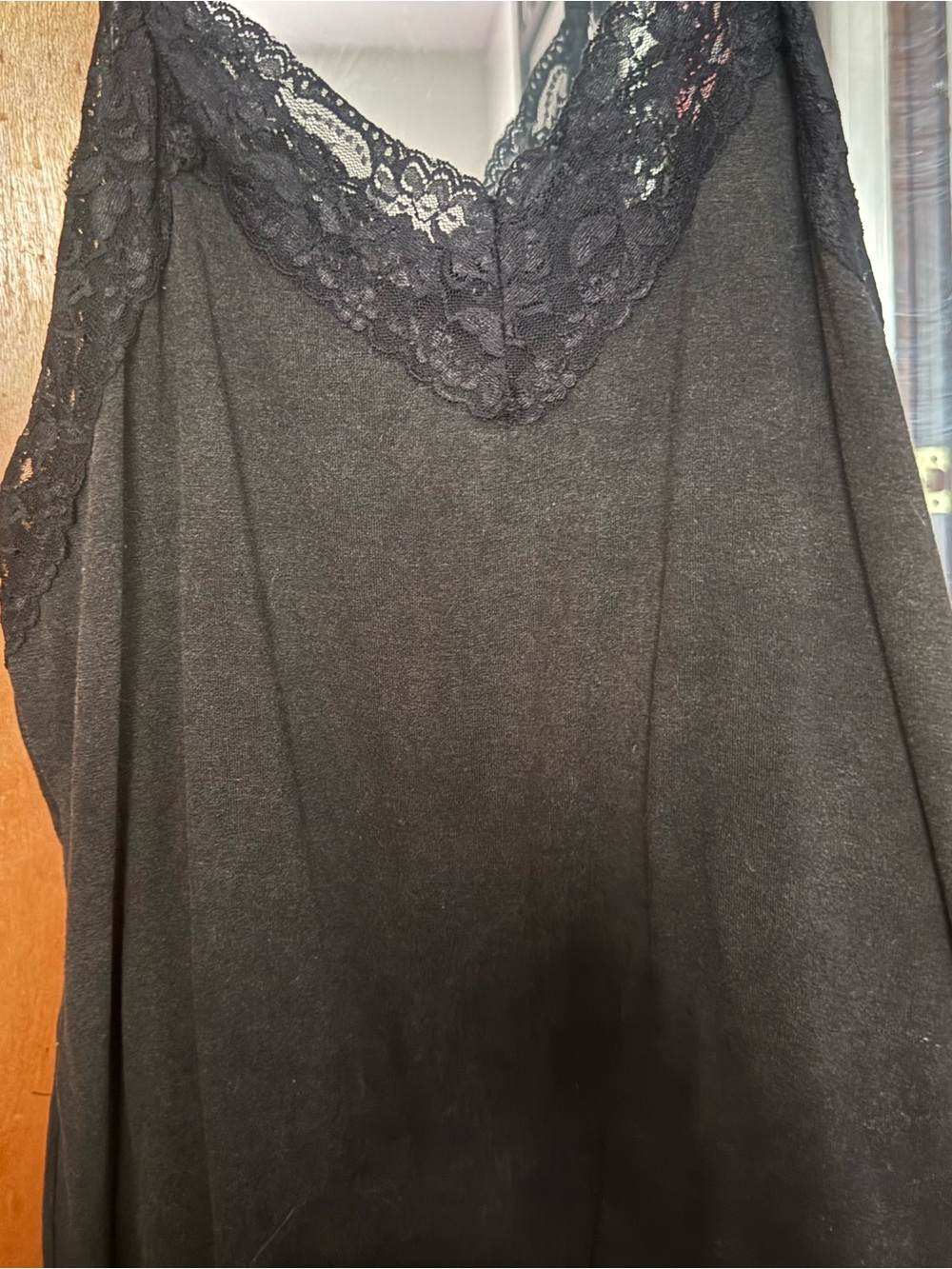 POL soft black/grey tank top with lace trim size medium EUC